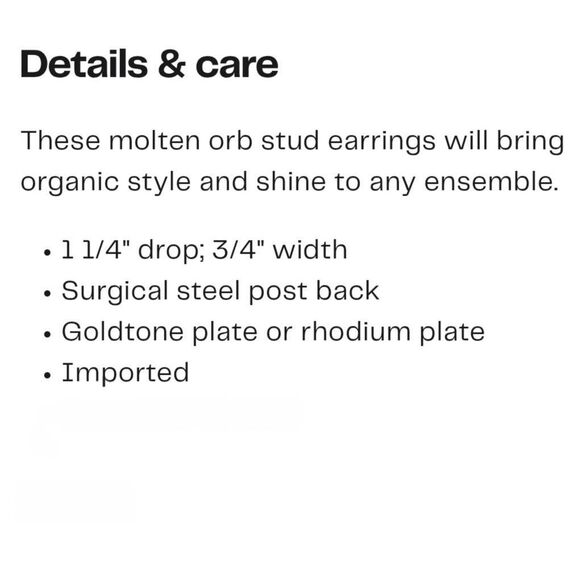 NWT Nordstrom Molten Orb Stud Earrings - Picture 3 of 3